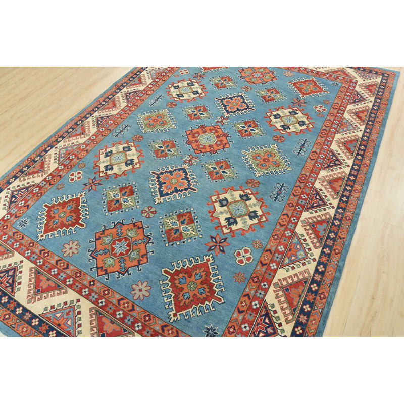 Tapis bleu nouvel âge en laine 6 pi 8 po x 9 pi 8 po Morrise