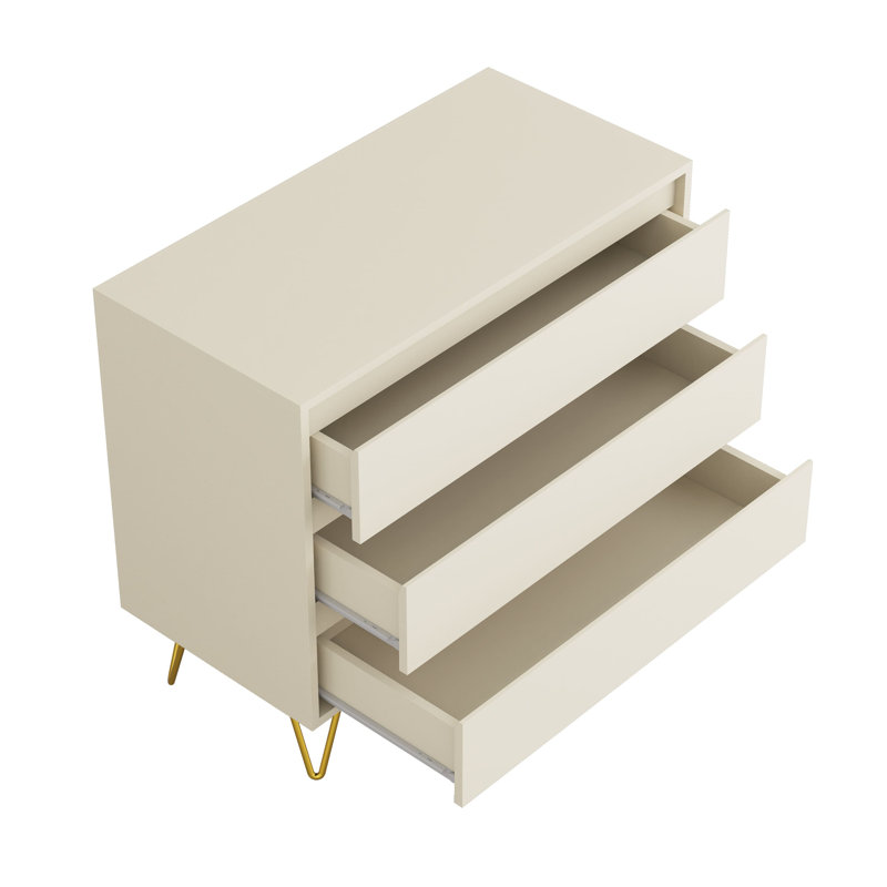 Almaas 81.5cm W 3 - Drawer Chest of Drawers, Cream