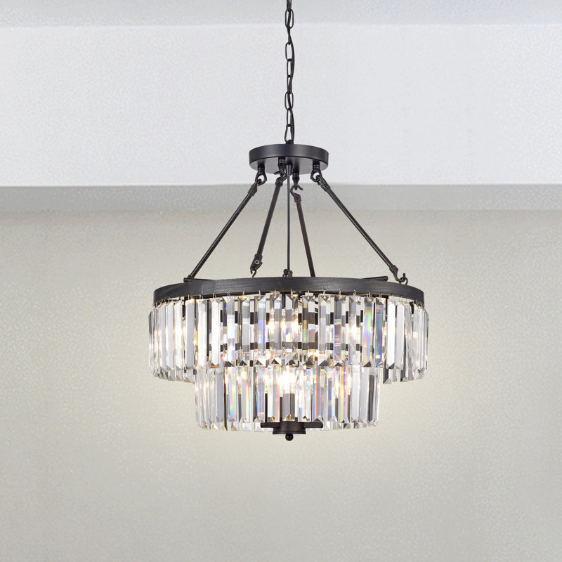 Lustre en cristal à 9 lumières Jaleaha, Noir brossé