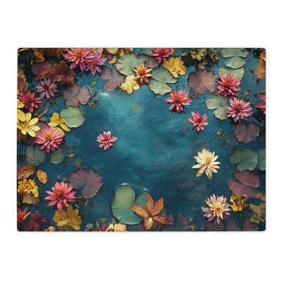 Lily Pond Flowers  Glass Chopping Board