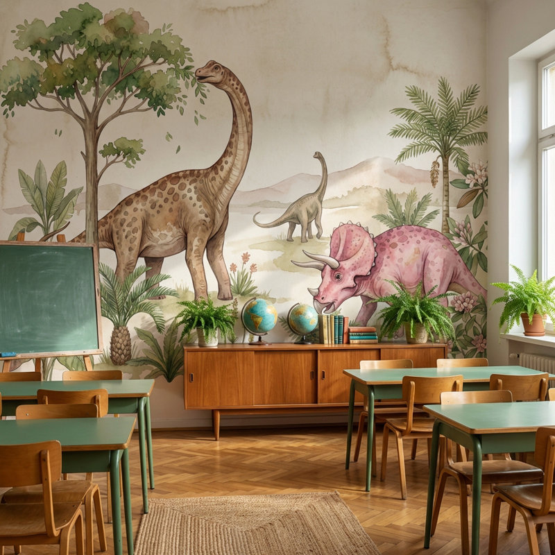 Papier peint dinosaures nature préhensible amovible, Non-Woven Nonpasted, 160"x108"