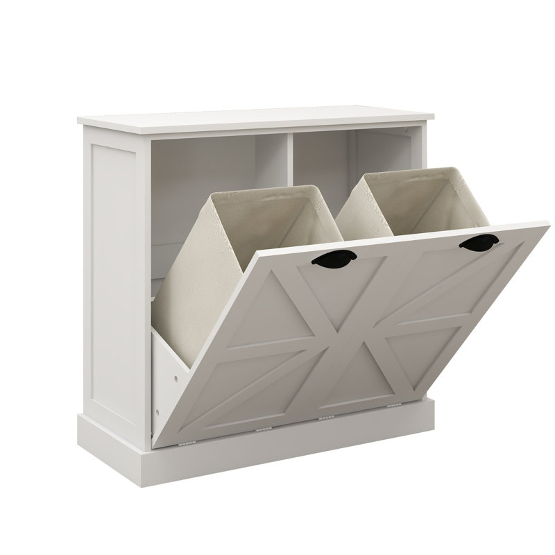 Armoire à linge blanche. Et fonctionnel. Sacs amovibles pour plus de commodité. Matériau E1 avec peinture. Structure stable. Revêtement. . Instructions d'assemblage fournies. Trieur inclinable avec support de charge de 100 livres
