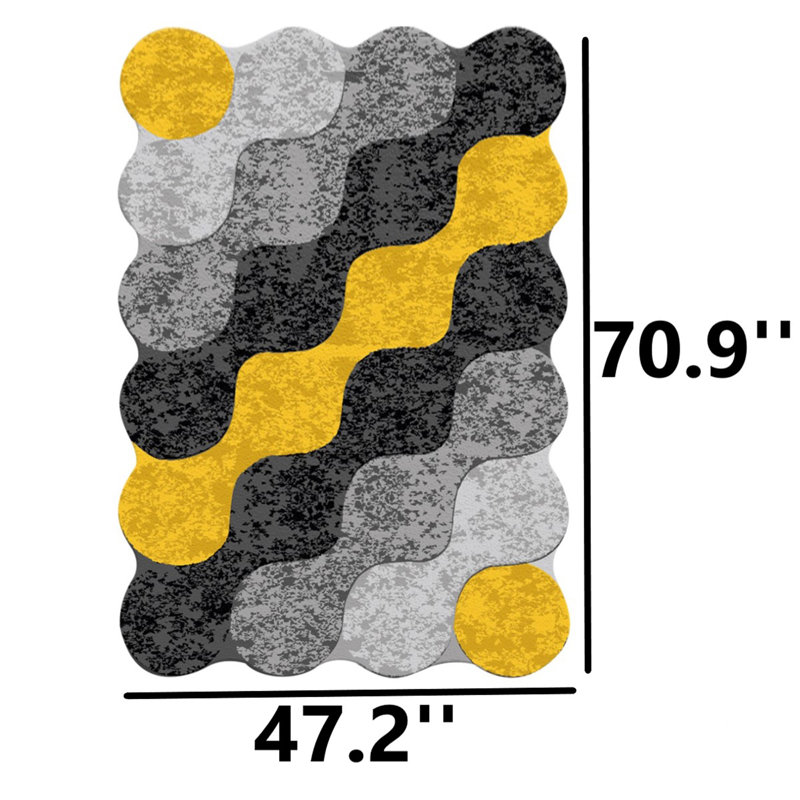 Aurelius Abstract Wavy Scalloped Area Rug, Rectangle  3'11.2" x 5'10.9" 