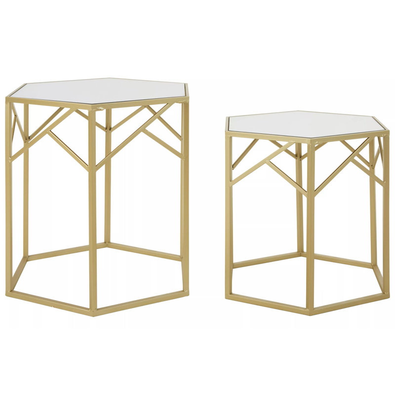 Ellenburg Glass Top Frame Nesting Tables