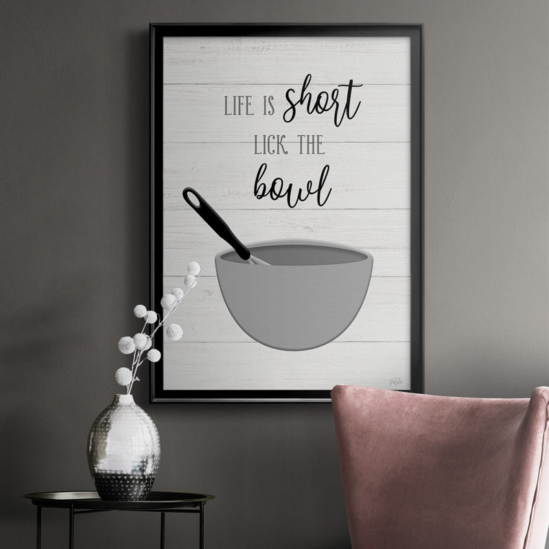 «Lick The Bowl», reproduction encadrée de qualité supérieure - prête à être accrochée, Noir, H 30,5 po x l 22,5 po x P 1 po