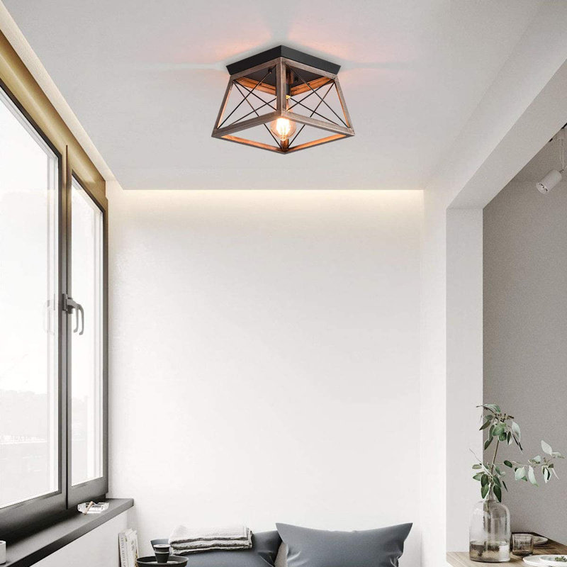 Demetrious 1-Light 25cm Flush Mount, Wood