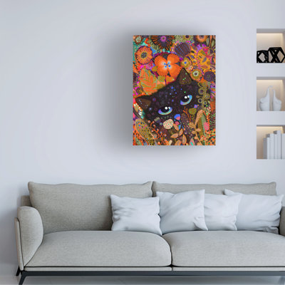 Art mural sur toile tendue - «Black Cat» par Noemi Ibarz pour décoration de salon, de chambre à coucher ou de bureau - 24 x 32