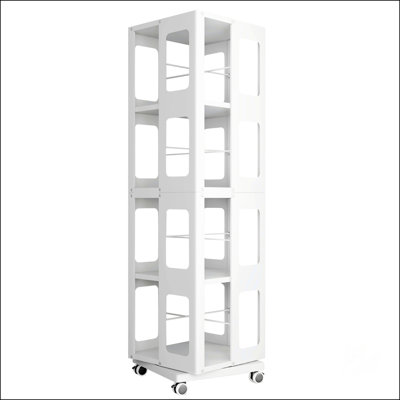 4-Tier All-Steel Rotating Bookshelf With 360° Wheels