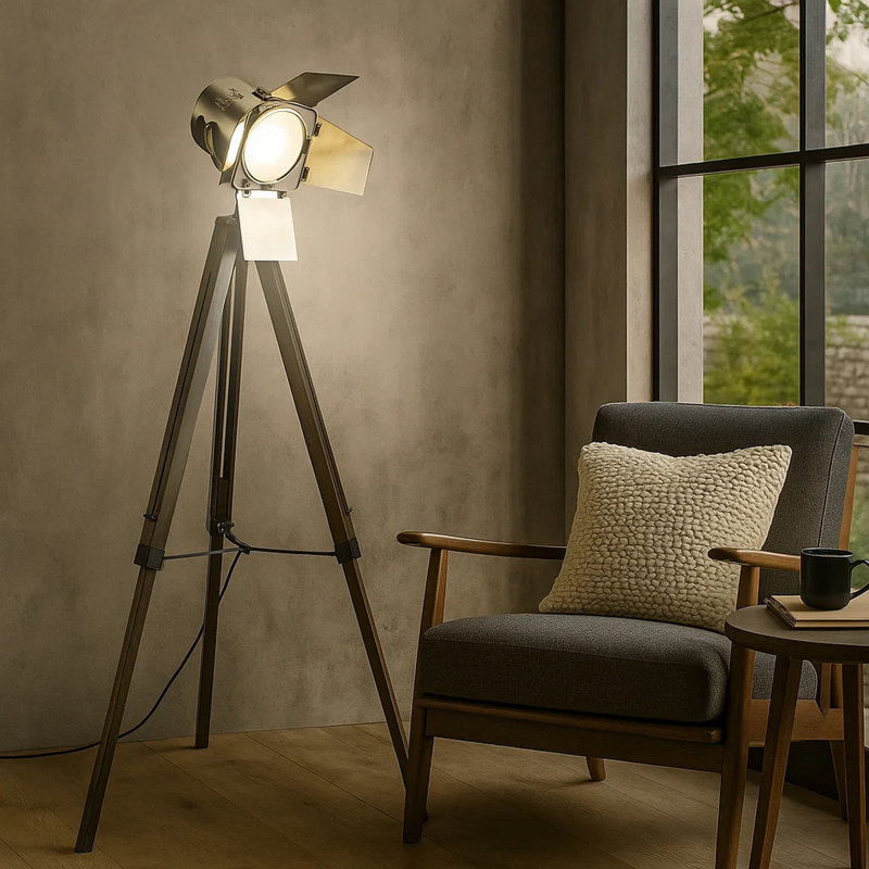 Lampe sur pied traditionnelle en laiton Orphia