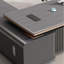 Bureau de direction haut de gamme en forme de L 102,36 po gris de luxe-1943409228