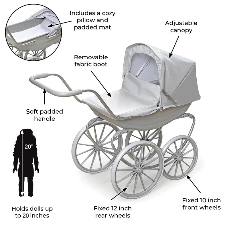 London Doll Pram - Executive Gray