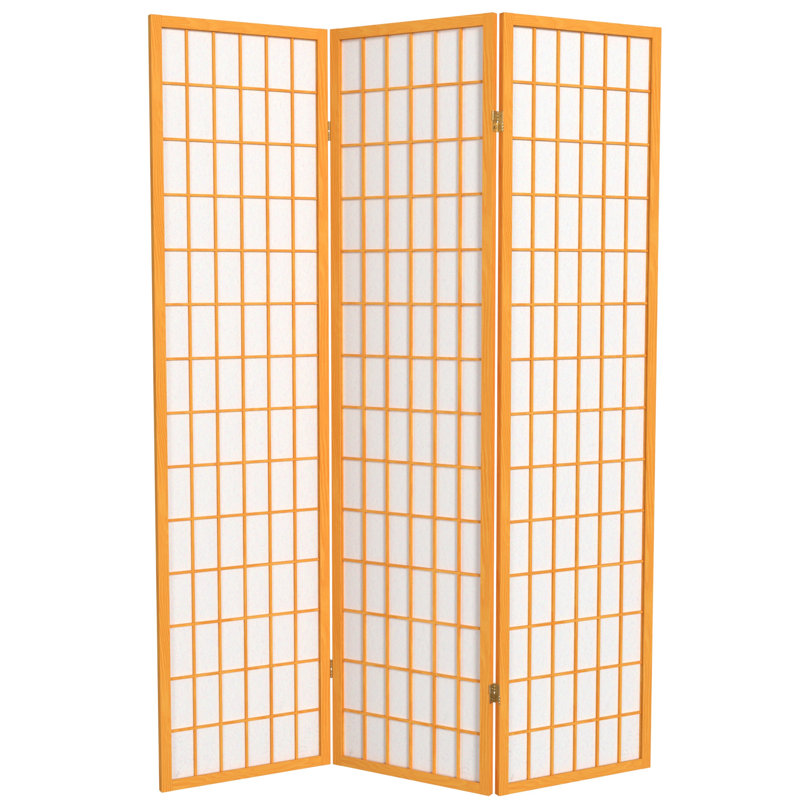 Paravent de cloison pliable 4 panneaux Ebern Designs, Miel, 3