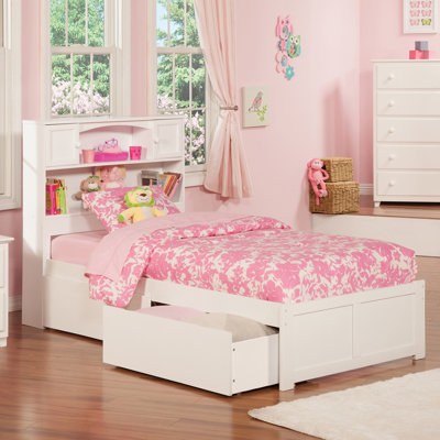 Bouldin Solid Wood Platform Bed with Bookcase, Storage Drawers & USB Charger