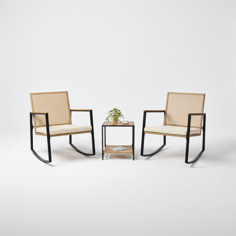 Athens 3-piece Patio Rocking Conversation Sets with Cushions