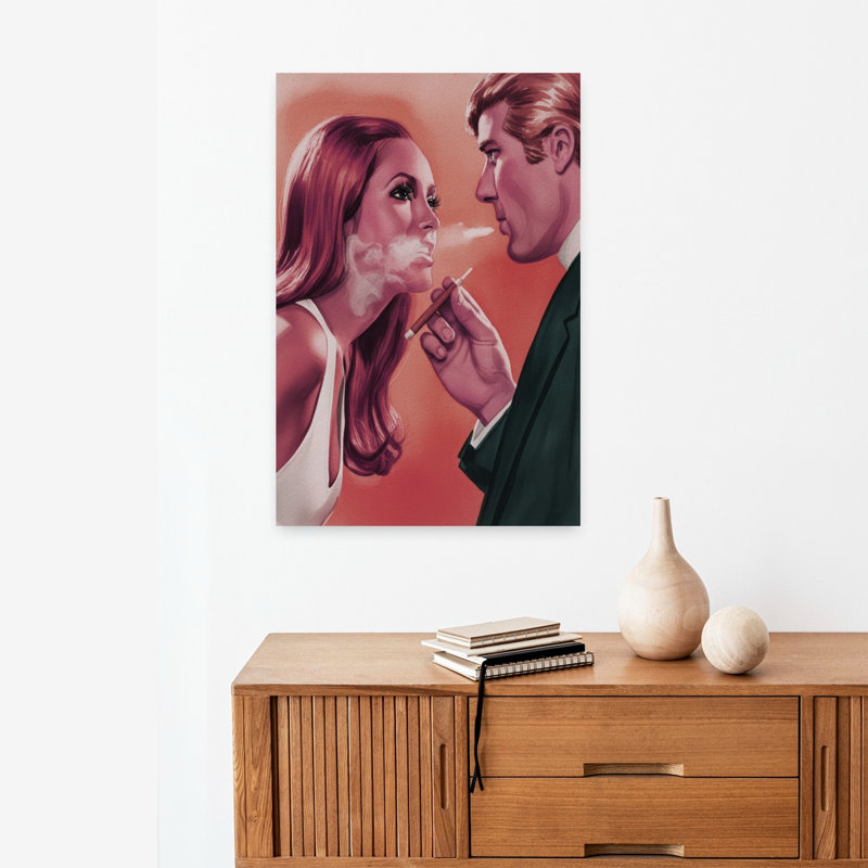 «Flirtatious Smoke Break», art mural rétro romantique, H 24 po x l 16 po