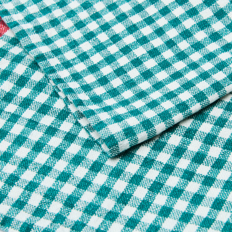 Gingham Linen Square Napkins, Natural with Dijon Trim