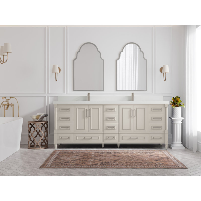 Ensemble de meuble-lavabo double 84 po Aberdeen, Blanc, Gris Coventry