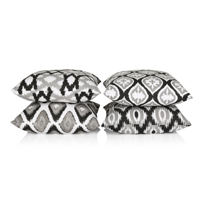 Loyd Ikat Square Throw Cushion Cover, Black
