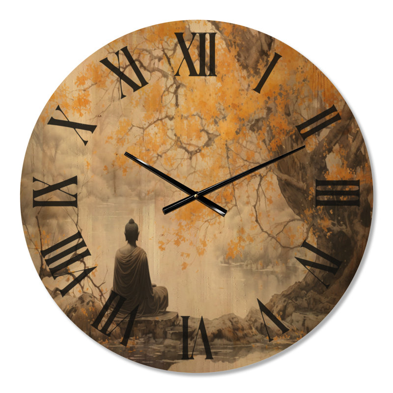 Horloge murale bouddhiste, chemin illuminé II, Grand