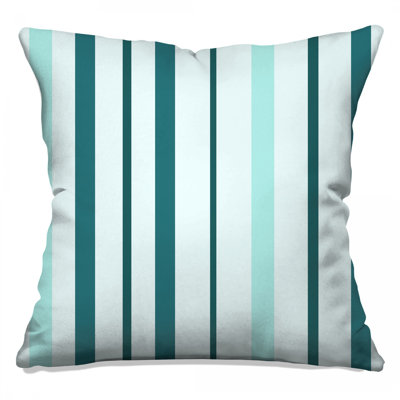 Blue Green Vertical Stripes Double Sided Throw Pillows