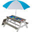Wooden Kids Picnic Table, Sand And Water Table With Umbrella, Activity Table For Outdoor Backyard Patio Play
