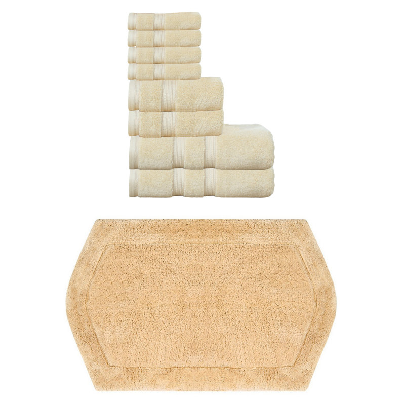Ensemble de serviettes 100% coton et tapis de bain 1 pièce Bryd Collection, Jaune