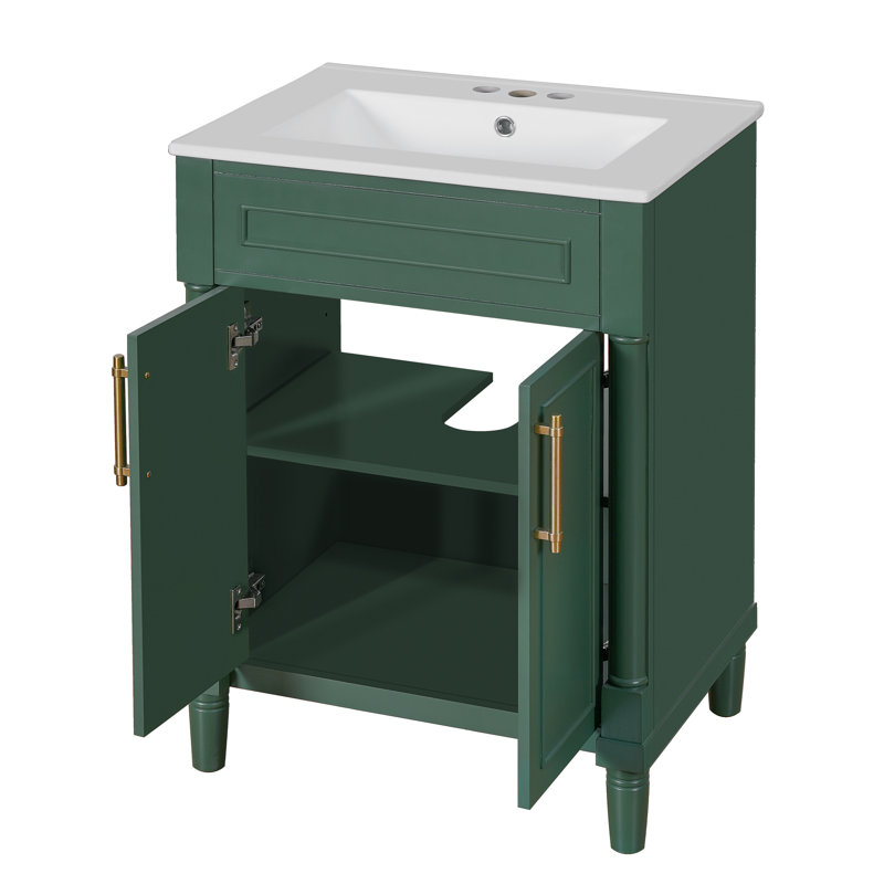 24" Single Bathroom Vanity with Sink, Green