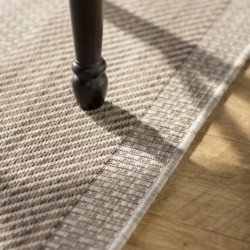 Reid Performance Solid Color Indoor/Outdoor Area Rug, Runner 2'3" x 12', Beige/Brown