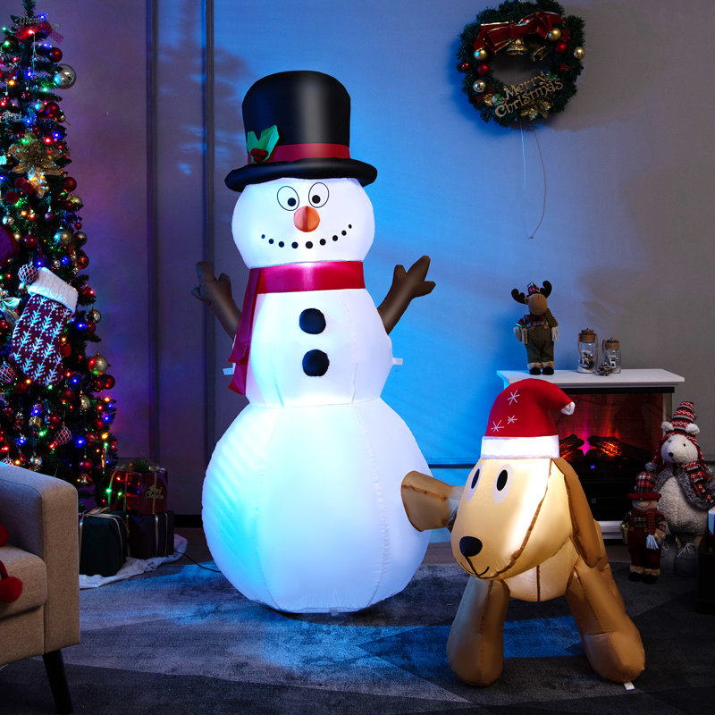 Ensemble gonflable de Noël bonhomme de neige et chien