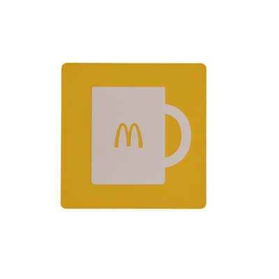 Yellow Mugs Storage Sign Recylce Bin Sign McDonalds Beverage Recycle Trash Can Sign