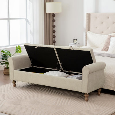 Storage Benches, 65.7 Inch Upholstered Wood Modern Bench For Bedroom