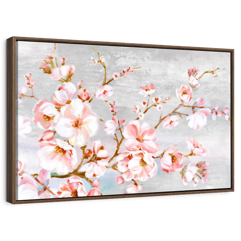 Spring Cherry Blossoms, 31" X 21", Floating Frame Walnut