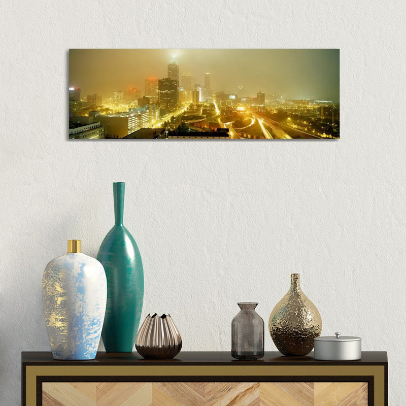 USA, Georgia, Atlanta, Fog In Atlanta - Wrapped Canvas Panoramic Print, 30.48 cm H x 91.44 cm W x 3.175 cm D