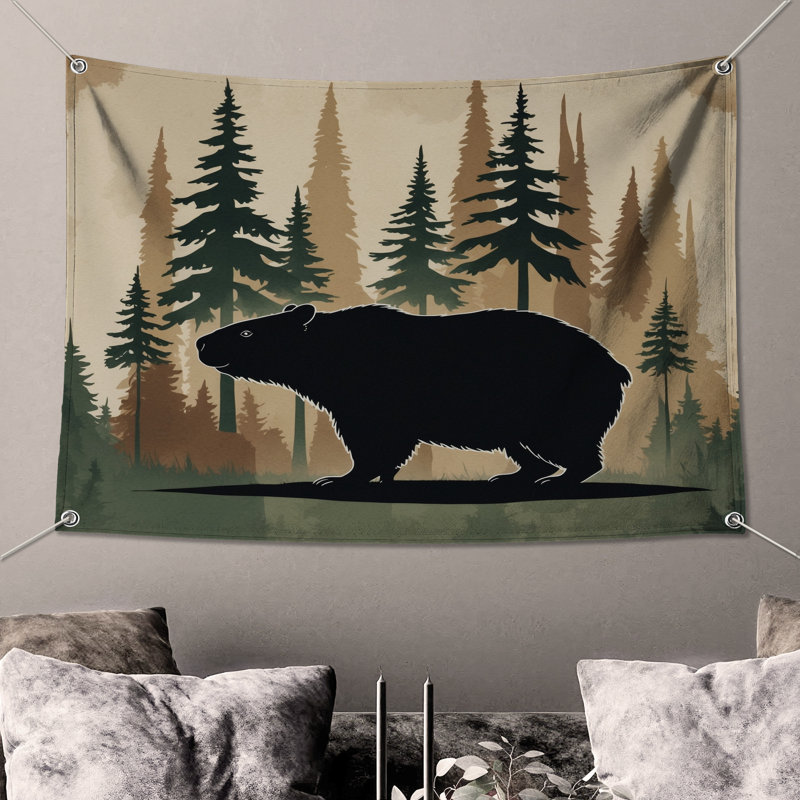 Tapisserie Capybara Silhouette Forest - décoration murale Capybara, H 50 po x l 60 po avec 4 œillets