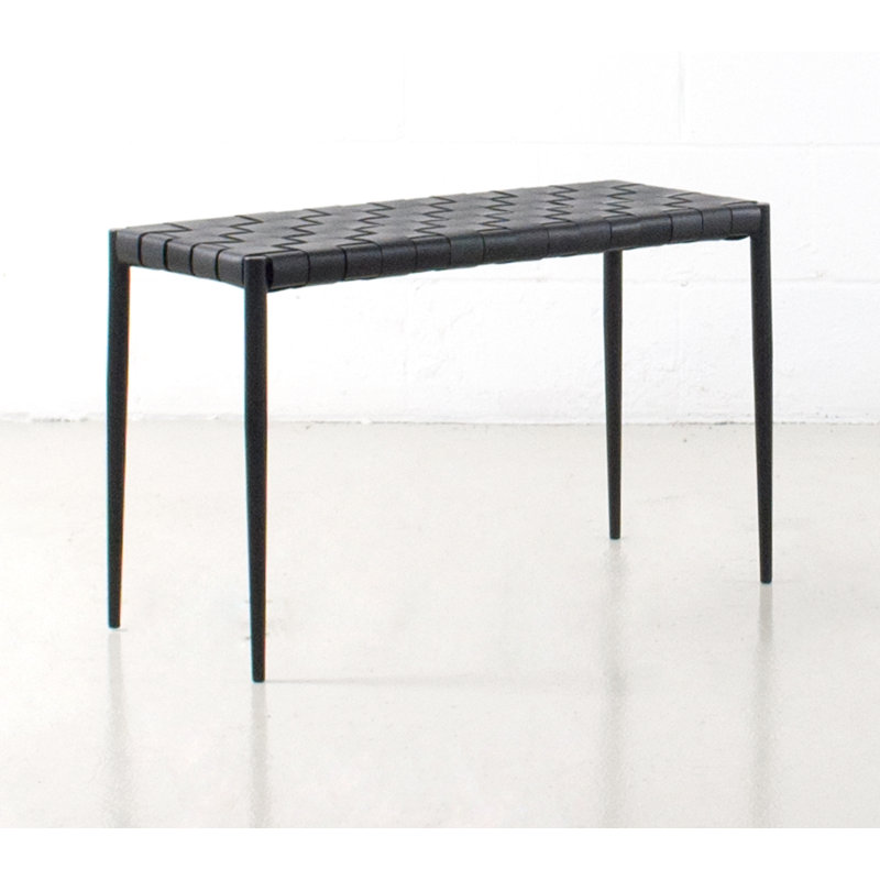 Banc en similicuir Bensonhurst, Sable, H 18,5 po x l 28 po x P 12 po