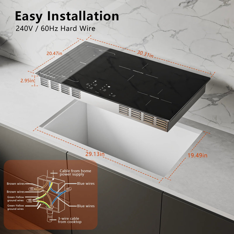 Plaque de cuisson à induction 30 po à 4 brûleurs intégrée