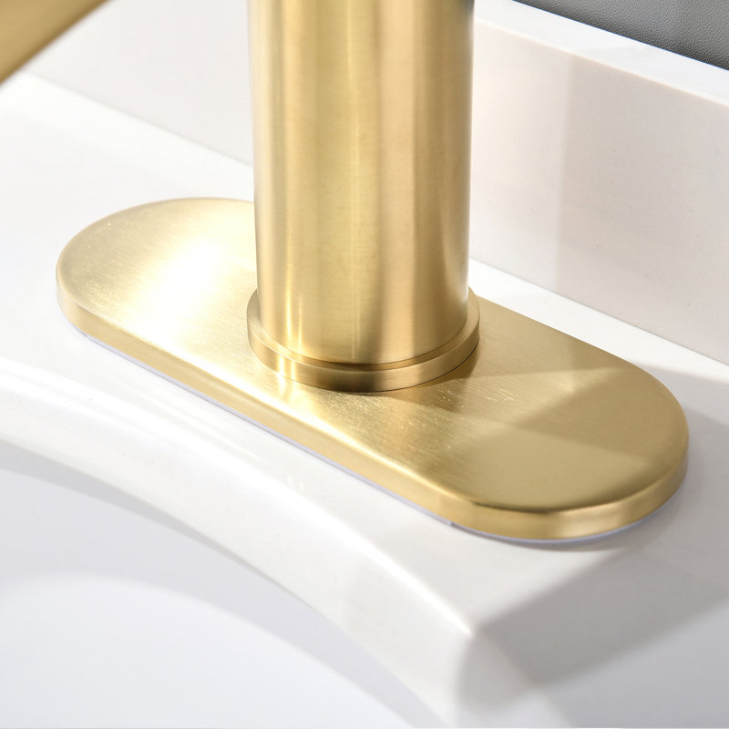 Robinet de salle de bains monotrou avec ensemble de drainage, Or brossé