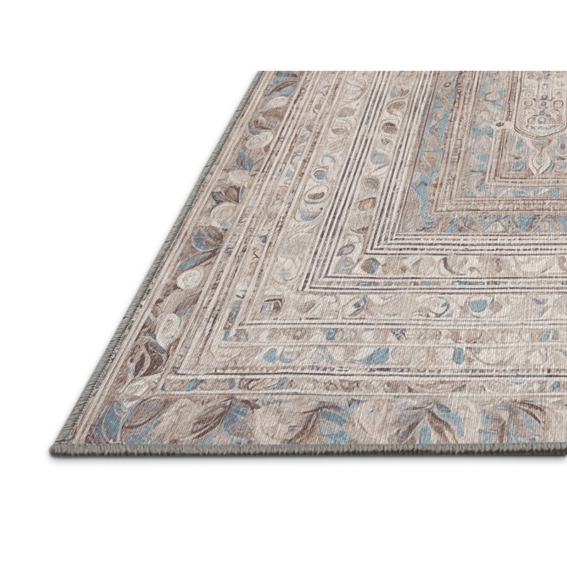 Machine Washable Gray Area Rug, Rectangle 7' x 10'
