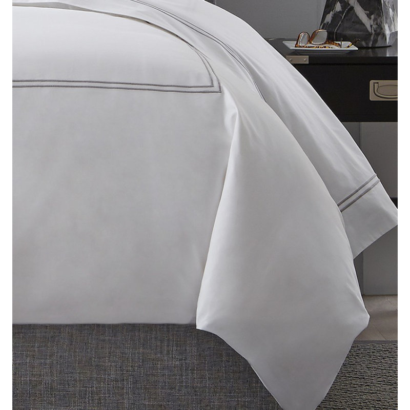 Grande Hotel Duvet Cover, White/Gray, Full/Queen Duvet Cover