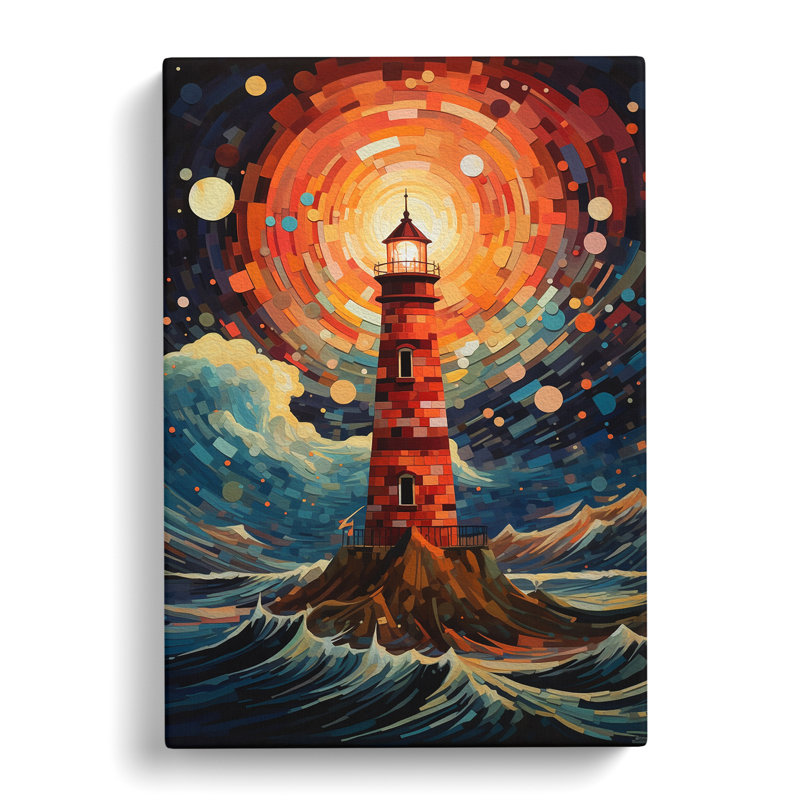 Lighthouse Orphism Art - Wrapped Canvas, 76cm H x 50cm W x 3cm D