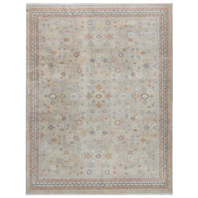 Tapis rouille et chameau de haute qualité noué à la main