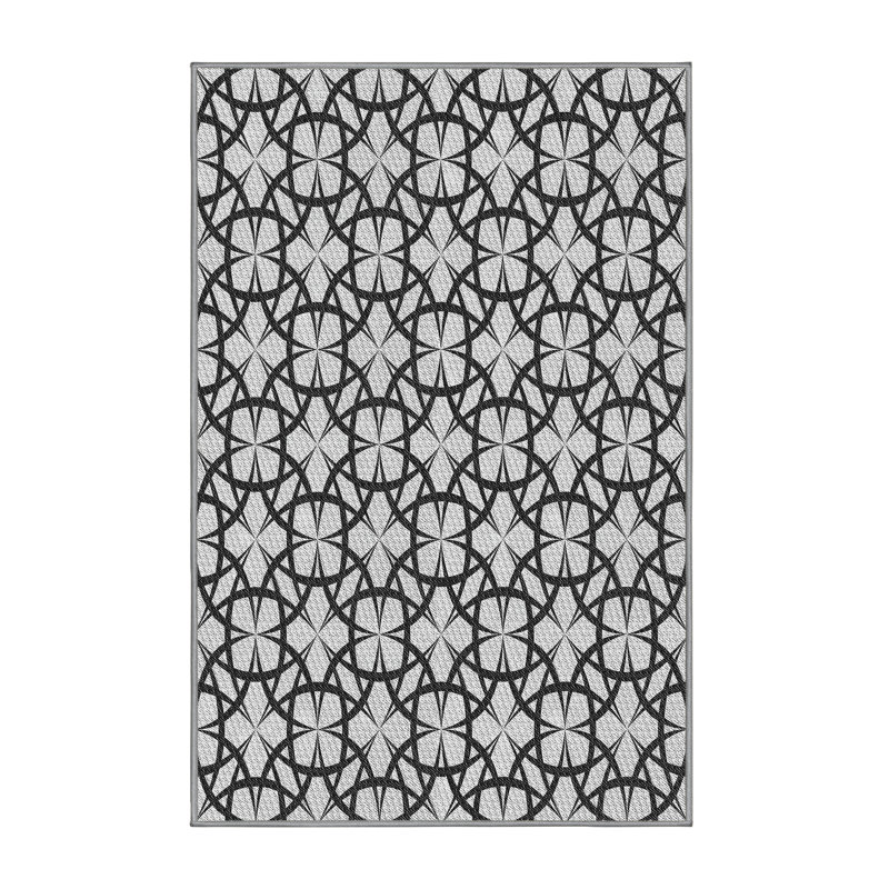 Tapis gris/noir tissé à la machine, Rectangle 7 pi x 10 pi