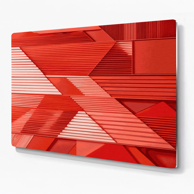 Geometric Abstraction 28 Red Metal Wall Art, 11" H x 14" W