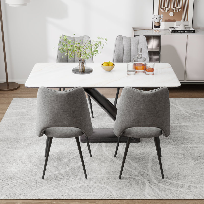 4 - Person Four Leg Dining Set, Gray