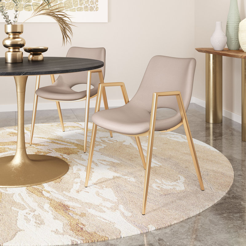 Ensemble de chaises Kayzia (ensemble de 2) brun et noyer, Beige, Or