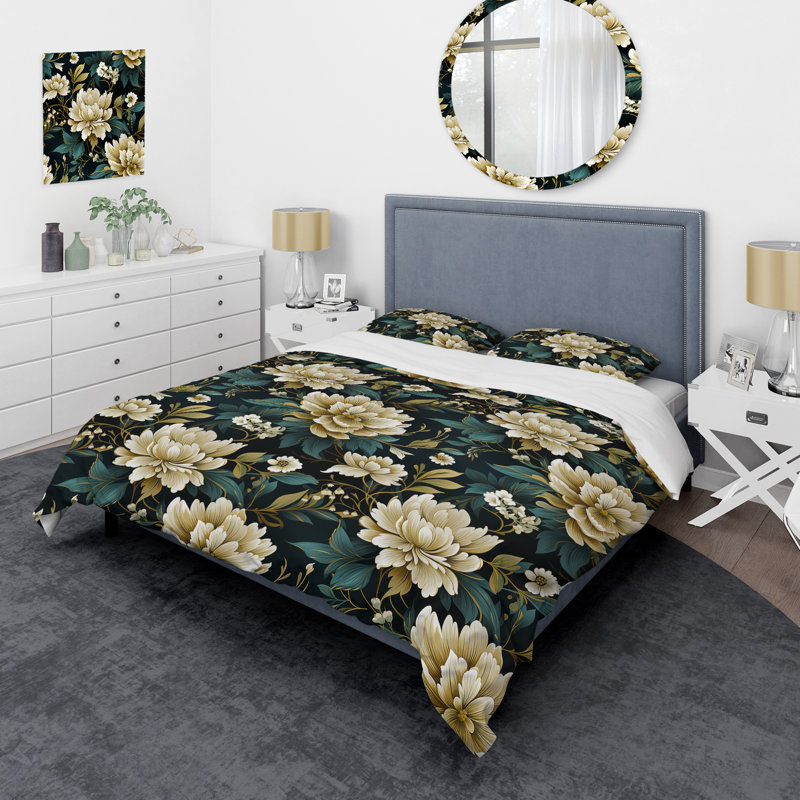 Ensemble de housse de couette Green Tones Zen Damask Harmony, Housse de couette pour très grand lit et 2 très
