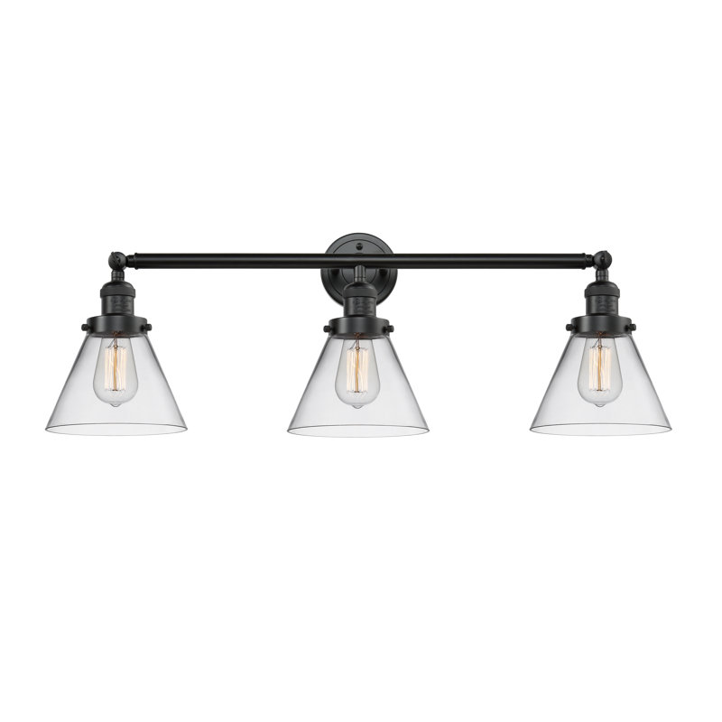 Sartain 3 - Light Dimmable Vanity Light, 60 Watt Vintage Incandescent Bulb, Oil Rubbed Bronze, Clear