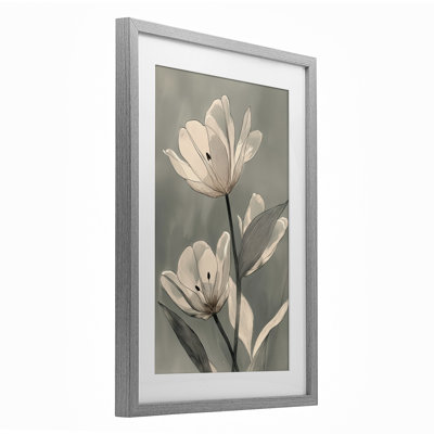 Times Three Budding Flowers Framed Print Under Glass, design by Annabelle Hall