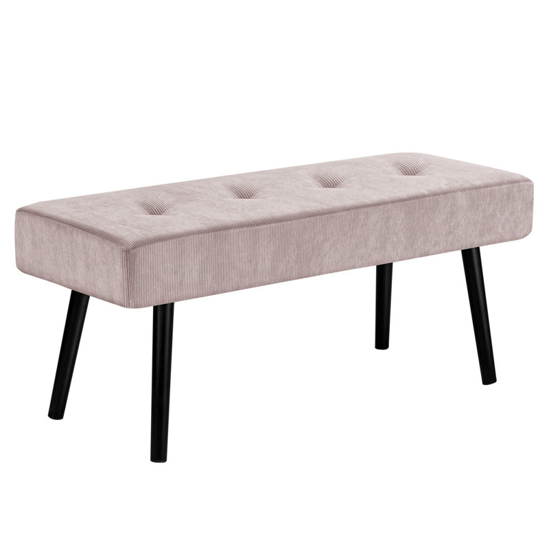 39.4" Corduroy Upholstered Bench, Pink