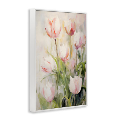 Pale Pink Tulips Abstraction Framed Giclee, design by Creative Studio